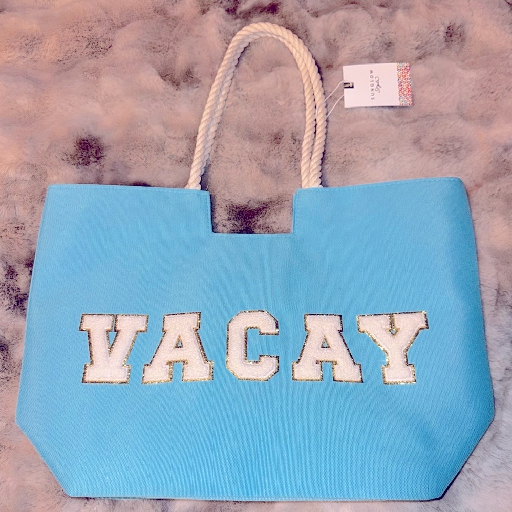 NWT!! Sunglow Style Aqua Blue VACAY Tote Bag